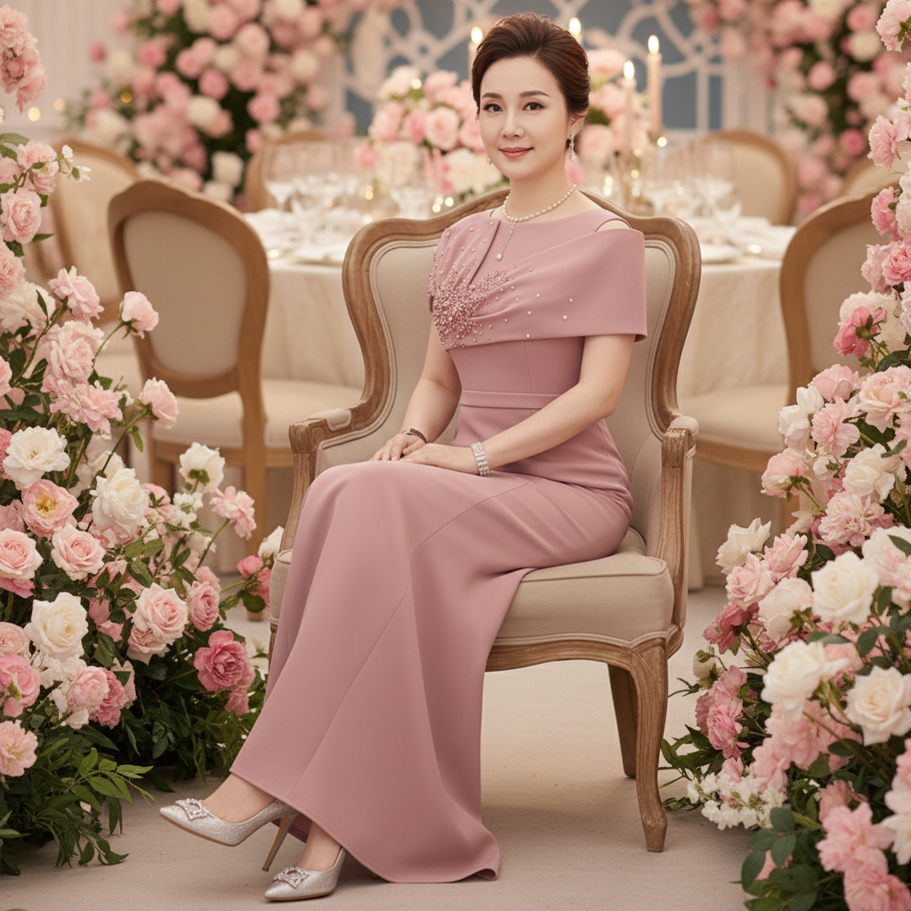 Đầm dự tiệc dạ hội đuôi cá kiểu nơ vai đính đá cao cấp_thumbnail_9