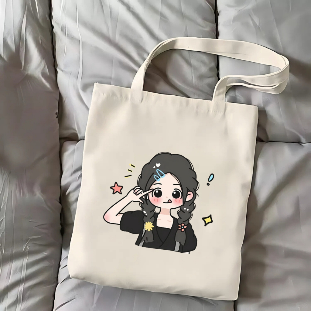 Túi tote vải canvas hình cô gái hot trend có khóa kéo và ngăn phụ We Tee - WTU01_thumbnail_10