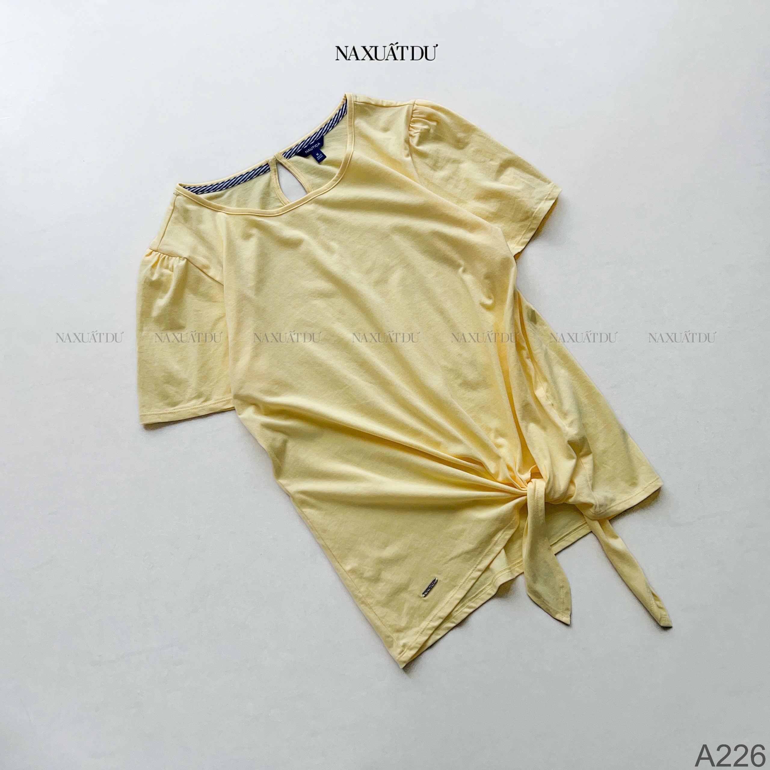 Áo thun cột dây màu vàng nữ 