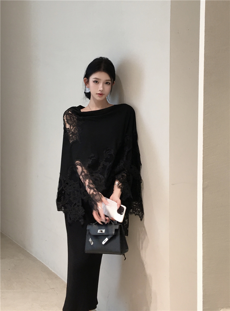 Đầm Choàng Ren Đen Quý Phái - Free size_thumbnail_2