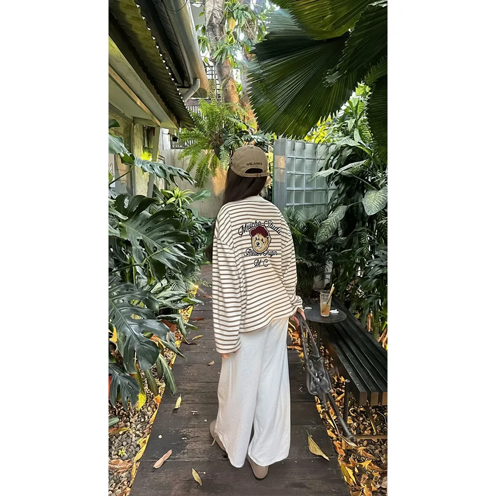 Áo thun form boxy Miucho Studio vải bo rip dày dặn thoáng mát cổ tròn tay dài kẻ sọc mix màu 2704_thumbnail_4