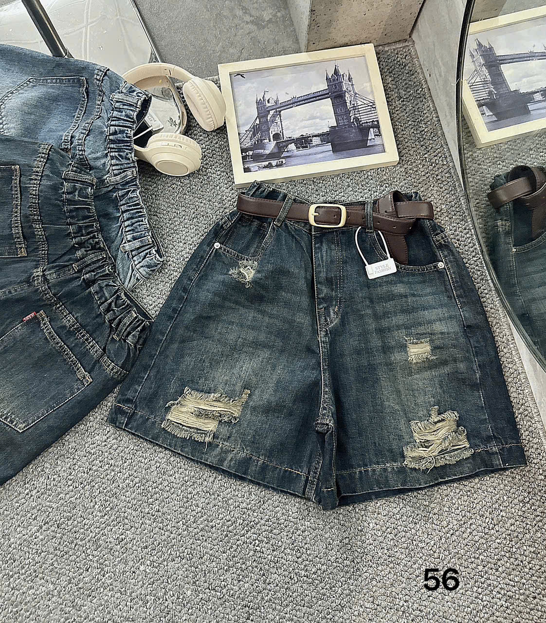 Quần short jean ngố rách lưng thun bigsize QSJ56 dành cho nàng từ 55-90kg_thumbnail_3