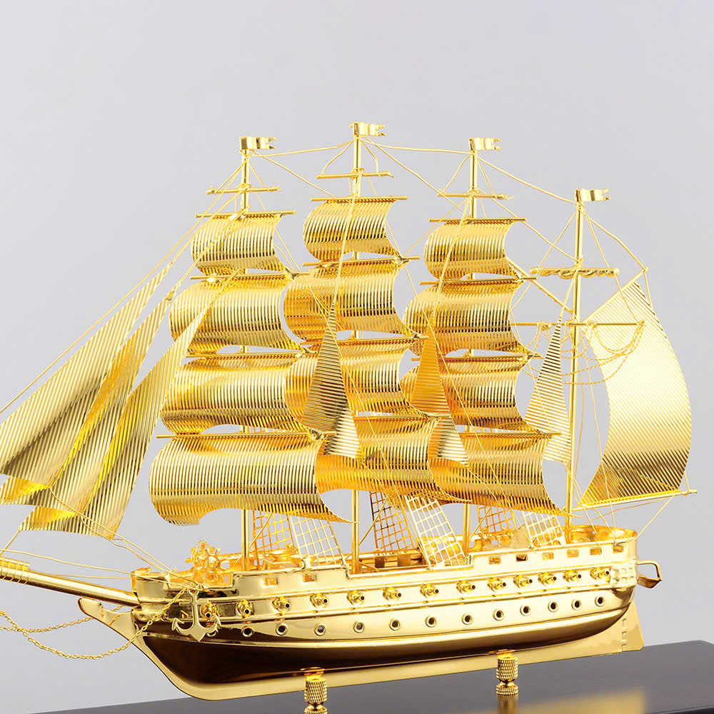 Thuyền mô hình thuận buồm xuôi gió mạ vàng 24k KT 51X 34CM_thumbnail_4