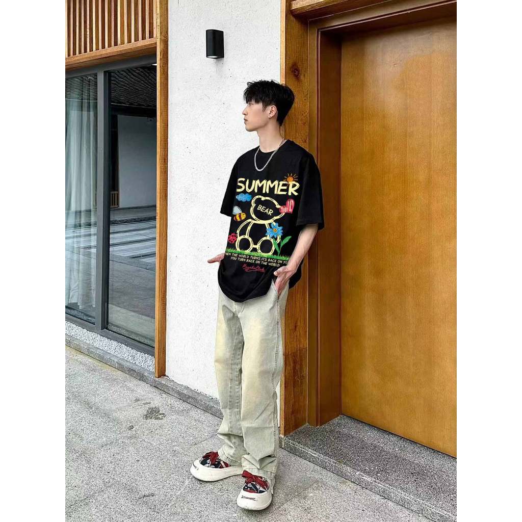 Áo thun nam form rộng local brand ATD1147 Miucho Man tay ngắn thoáng mát cổ tròn in mix BST hè biển_thumbnail_6