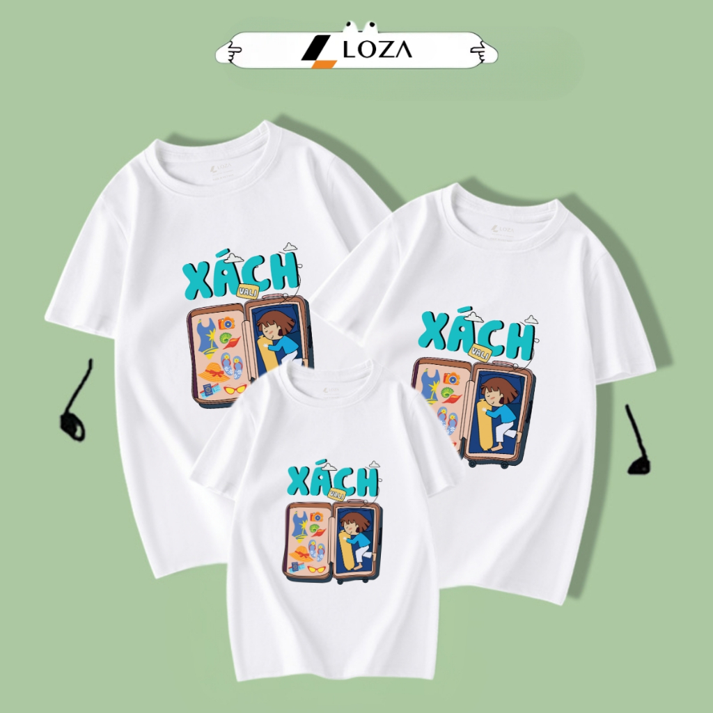 Áo phông gia đình màu trắng chất liệu cotton - Áo thun đồng phục gia đình 3-4-5 người - Loza mã G0312_thumbnail_1