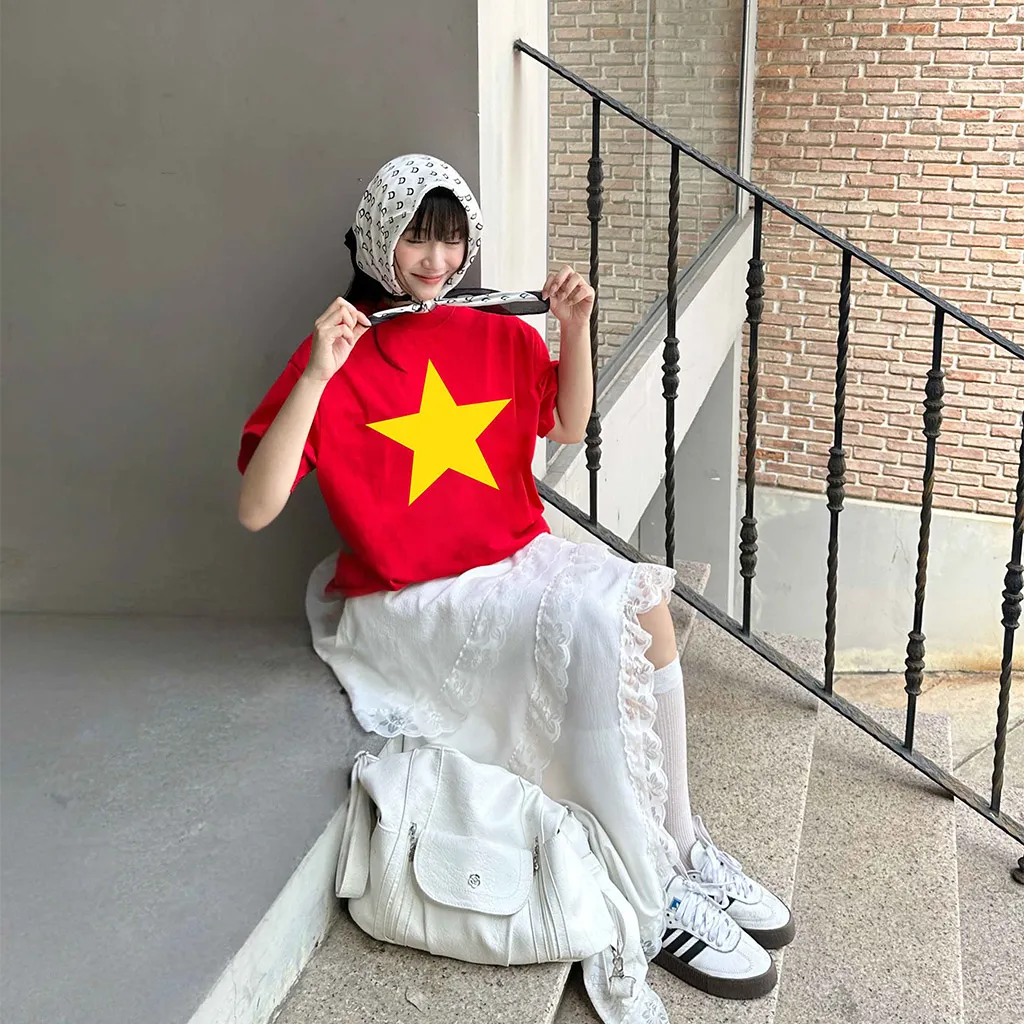 Áo thun Việt Nam cờ đỏ sao vàng form boxy AXD2464 Miucho vải cotton thoáng mát in basic_thumbnail_4