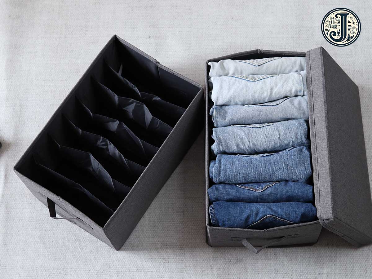 Set 2 hộp đựng quần áo chia ngăn Jomos, 7 ngăn, vải oxford J21 -