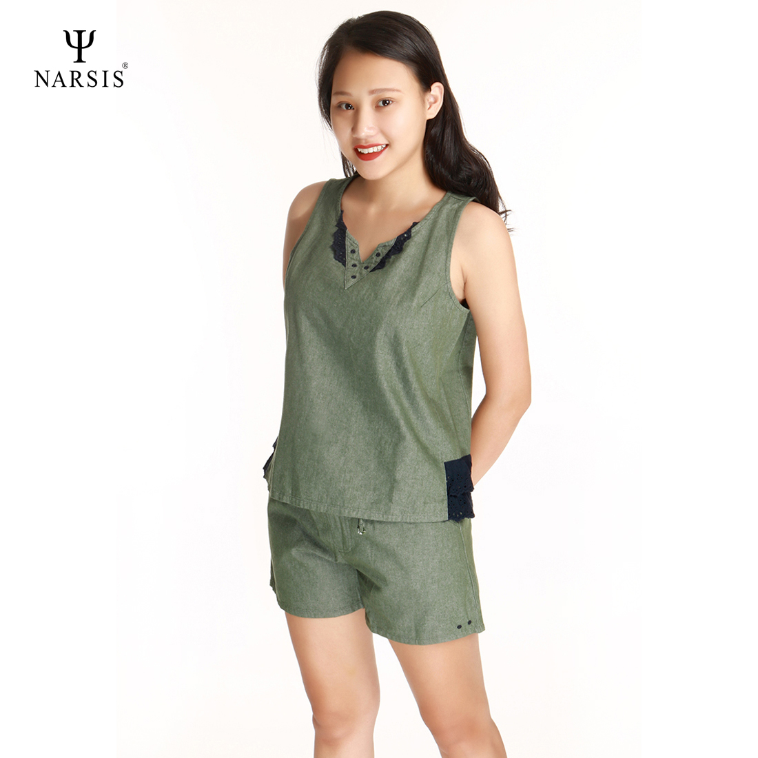 BỘ HÈ NỮ M8030 NARSIS CHẤT LIỆU JEAN BỀN BỈ, CÁ TÍNH, TRẺ TRUNG, THỜI TRANG, TRẺ TRUNG, THỜI TRANG_thumbnail_2