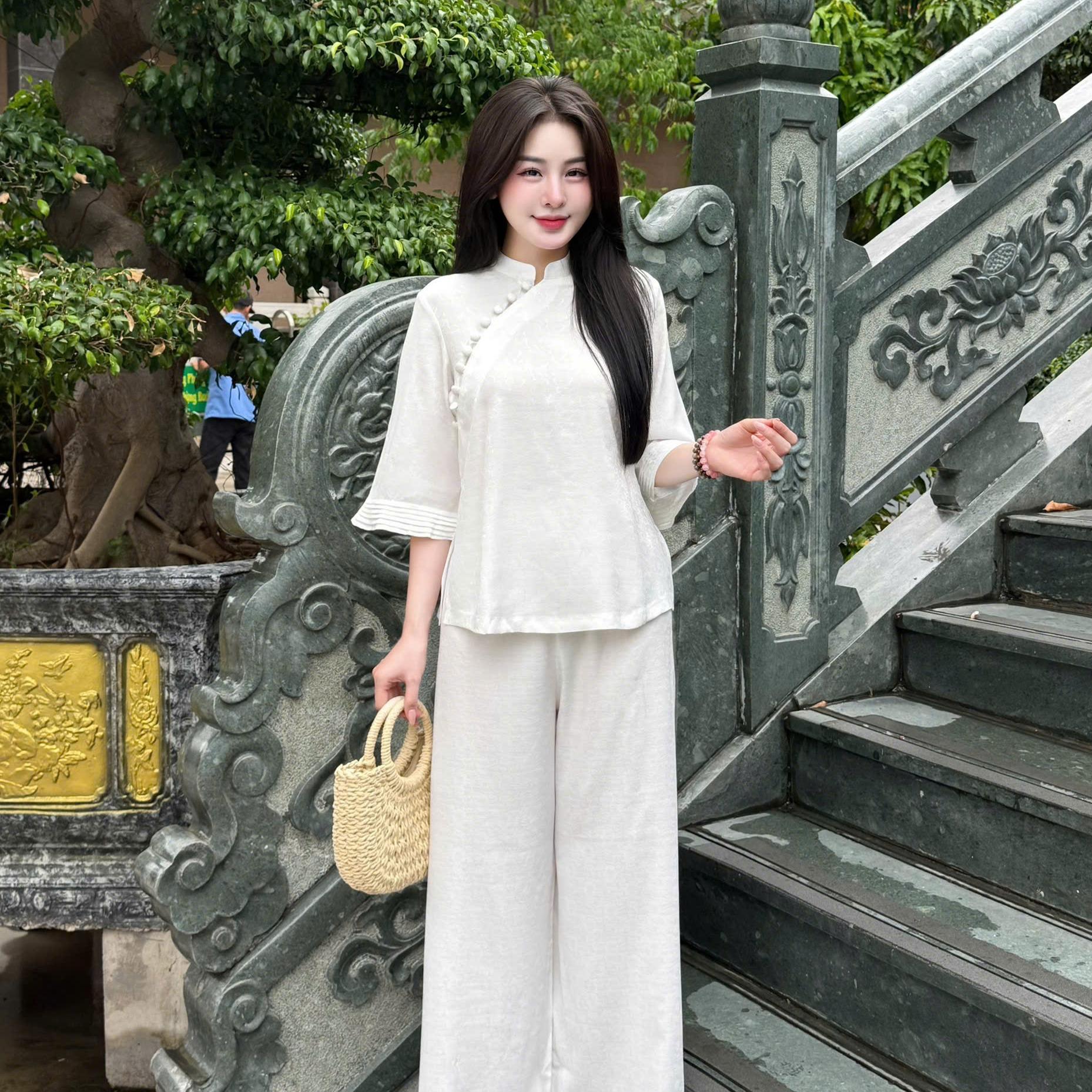 PP342 Pháp phục lễ chùa cao cấp Tinh Nhi tay xếp ly_thumbnail_15