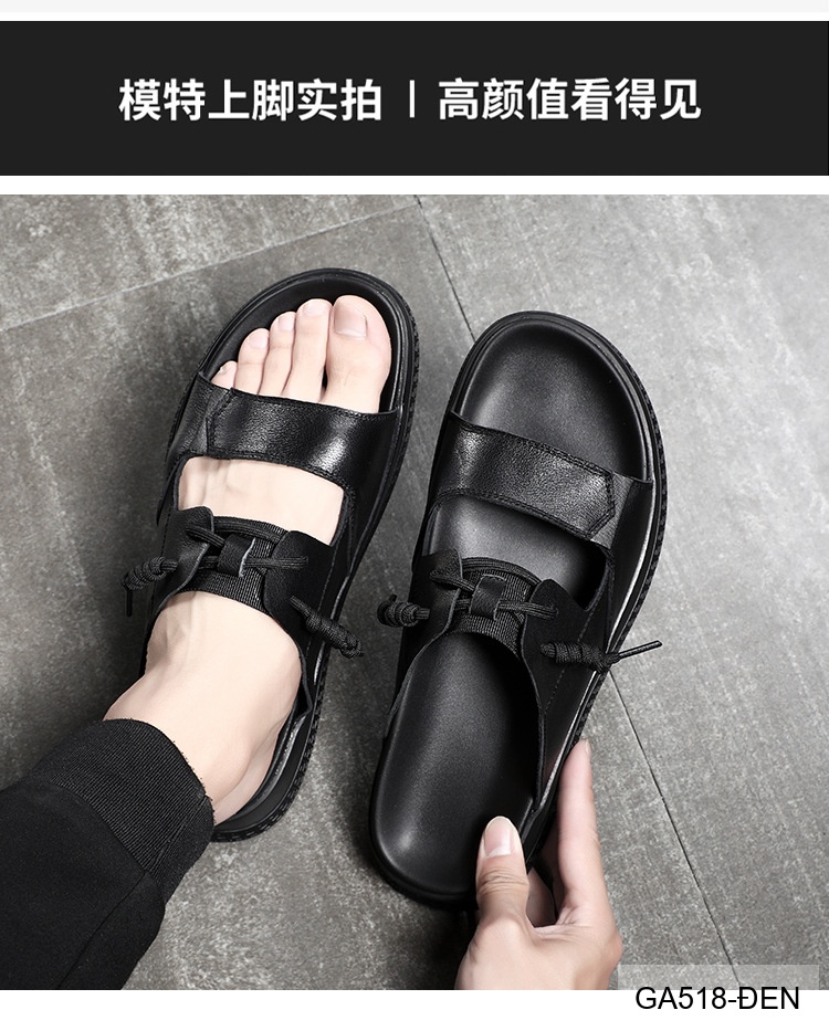 GA518 - Dép xỏ ngón nam da bò đế cao su phong cách trẻ trung màu đen_thumbnail_5