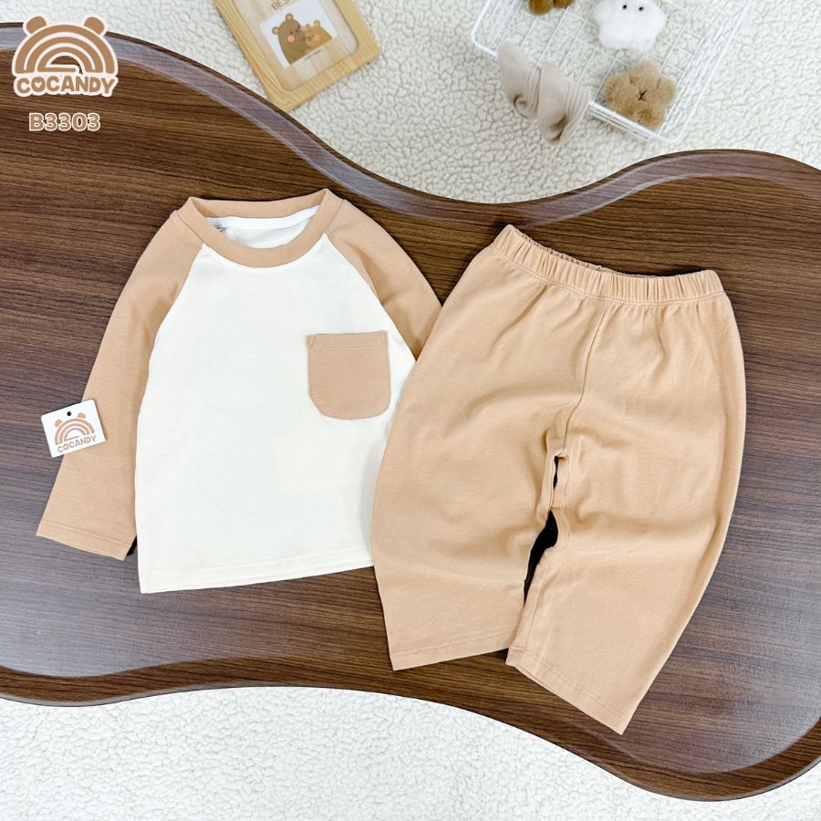 Bộ dài NÂU phối BE túi ngực NÂU