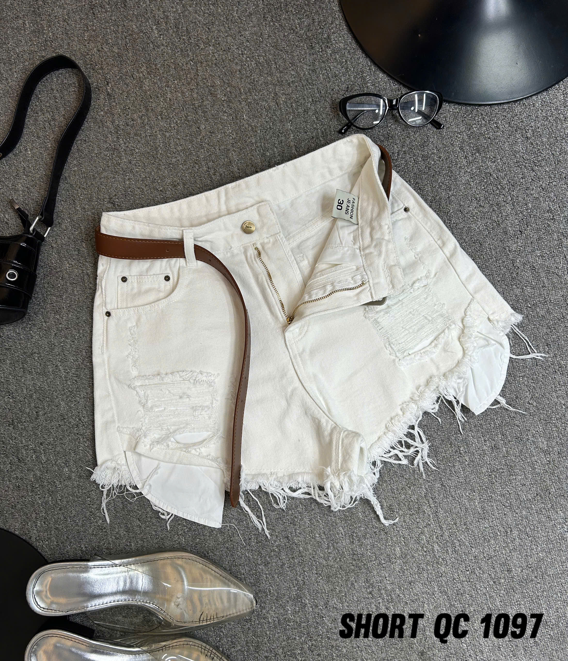 Quần short jean túi lòi rách kiểu bigsize QSJ1097 dành cho nàng béo mập từ 55-90kg