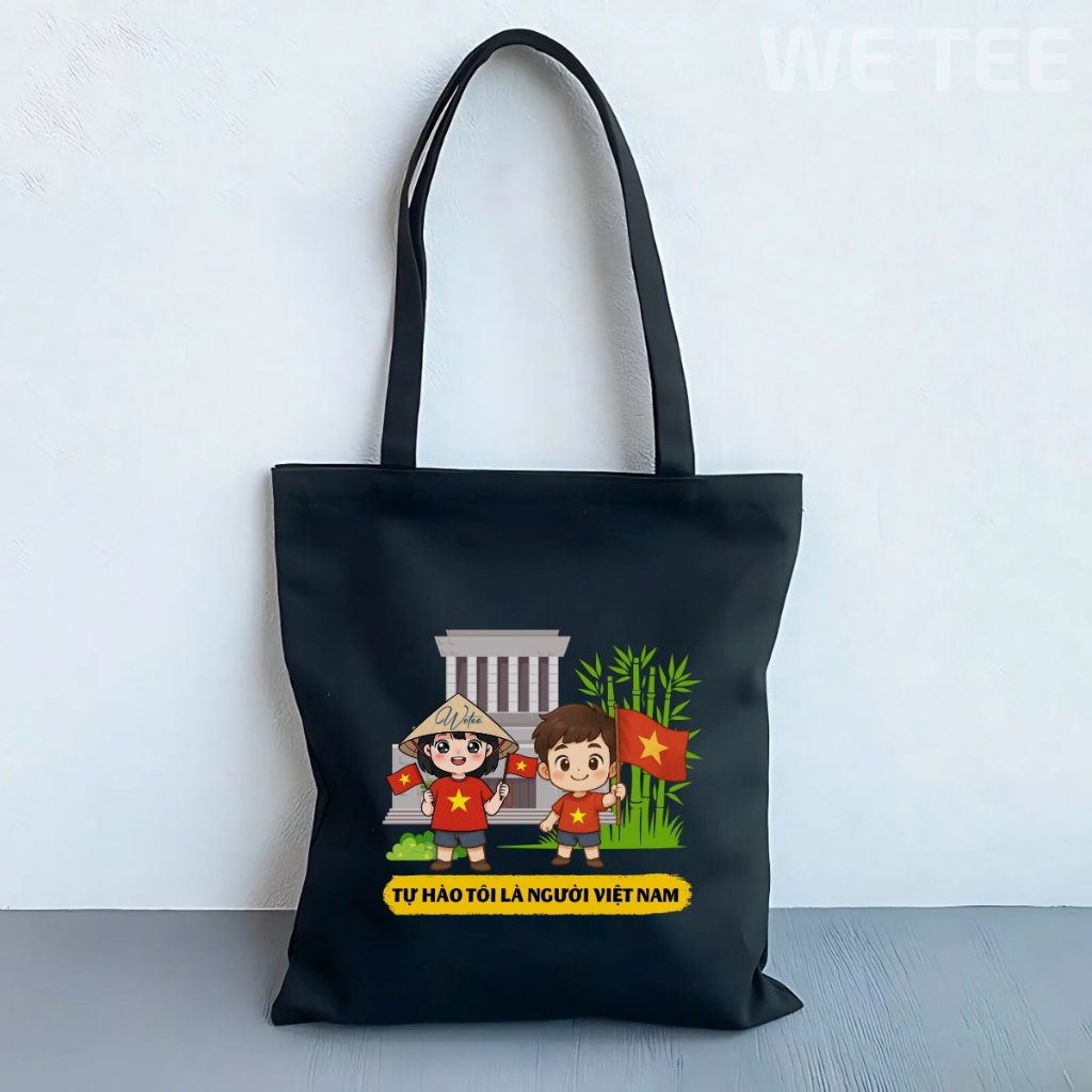 Túi tote vải canvas Tự hào tôi là người Việt Nam có khoá kéo và ngăn phụ, đi học đi chơi - TOTE19