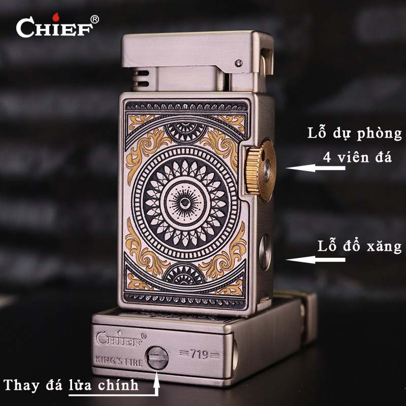 Bật lửa CHIEF 719 tặng kèm xăng, đá. bấc fullbox_thumbnail_3