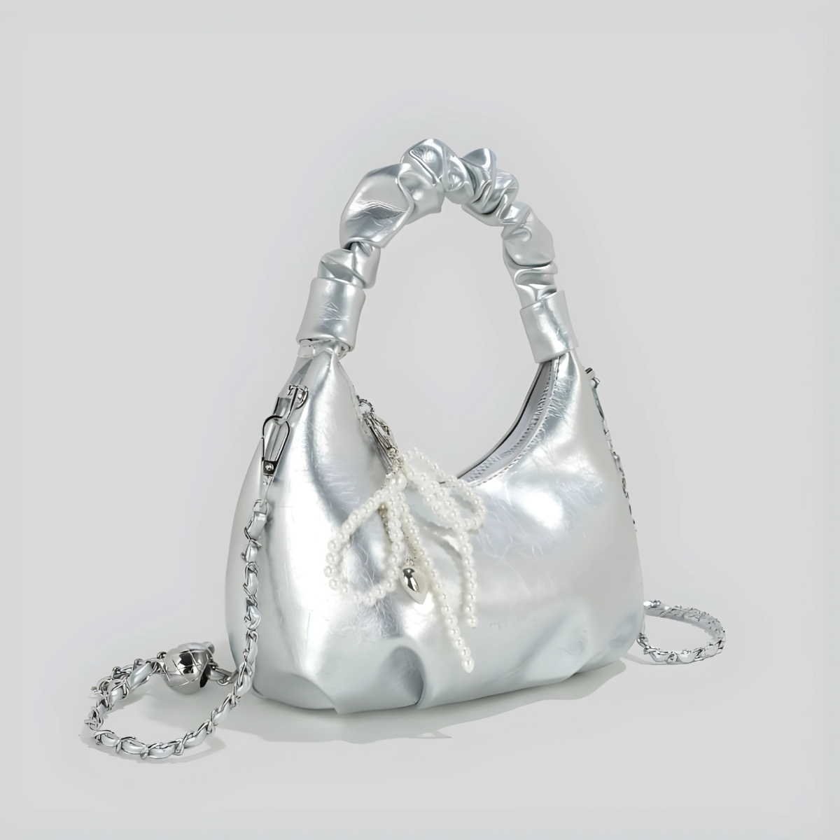 UHE Luna Bow 2506 – da ánh kim cao cấp, phối nơ ngọc trai sang trọng, 2 màu bạc & đen_thumbnail_3