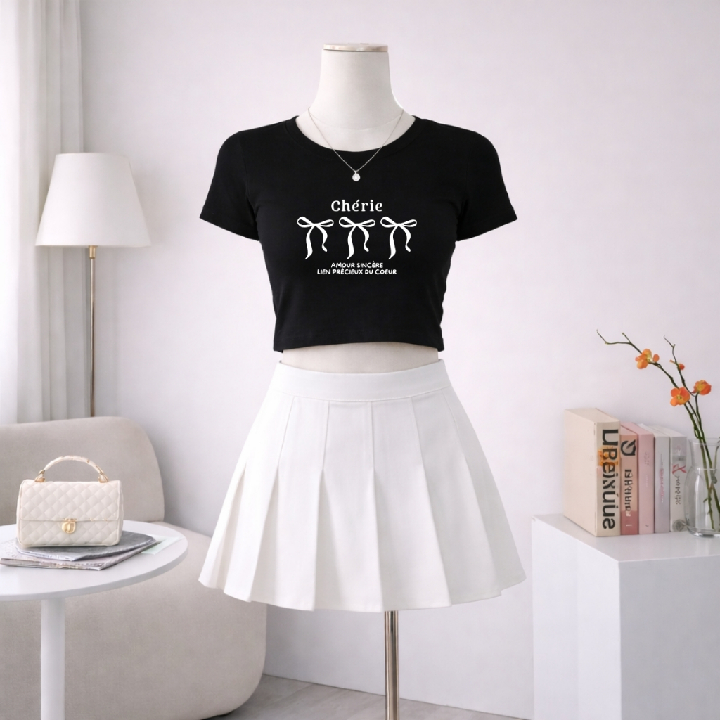 Áo croptop nữ hình 3 nơ Chérie dáng ôm chất thun cotton local brand WETEE - WC1162_thumbnail_2