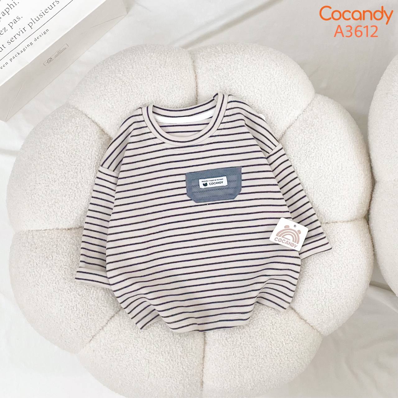 Áo dài kẻ BE túi ngực lưới COCANDY_thumbnail_0