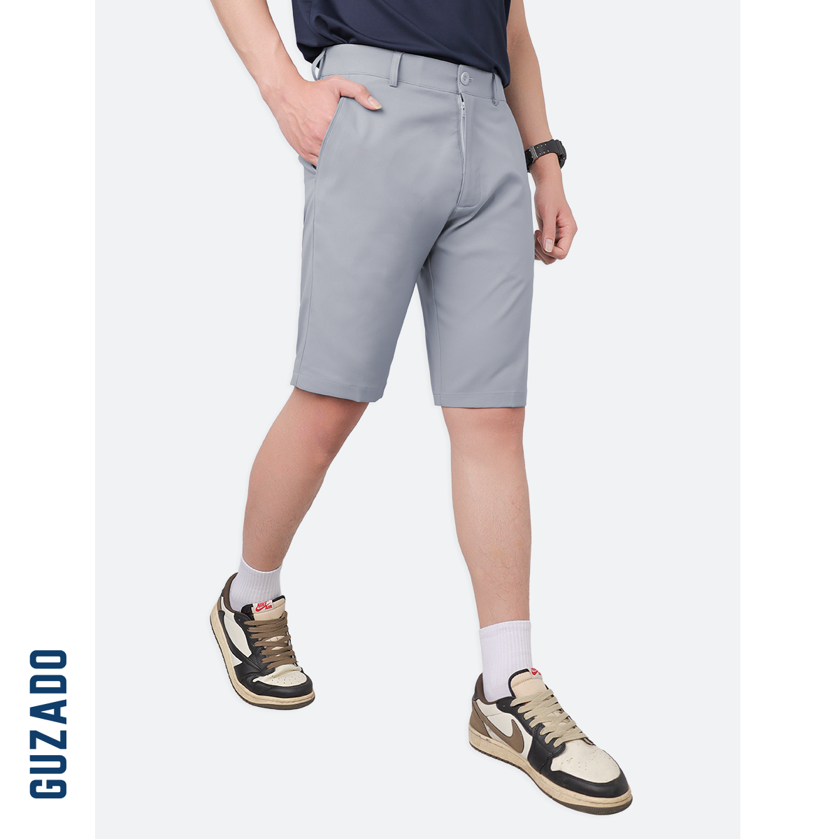 Quần Short Tây Âu Nam GUZADO Kaki Giữ Form Cạp Cúc GSR15_thumbnail_14