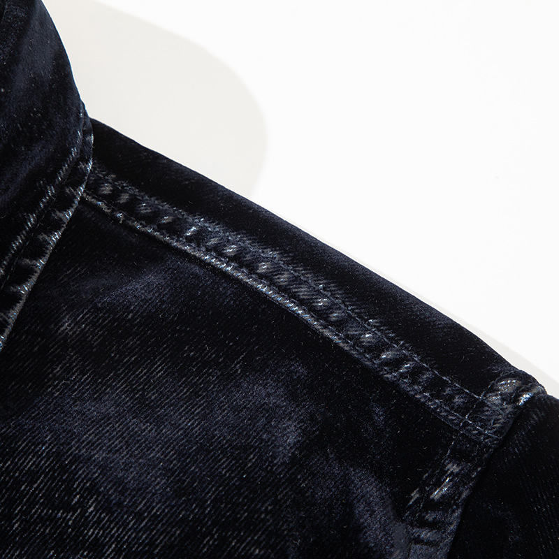 Áo khoác denim phẳng có tên tuổi lớn mới, đã giặt, phun cát và đau khổ, áo khoác denim nam giản dị hợp thời trang_thumbnail_3