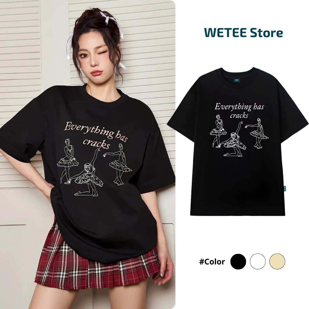 Áo phông nữ girl phố Everything has cracks local brand We Tee - WU0932