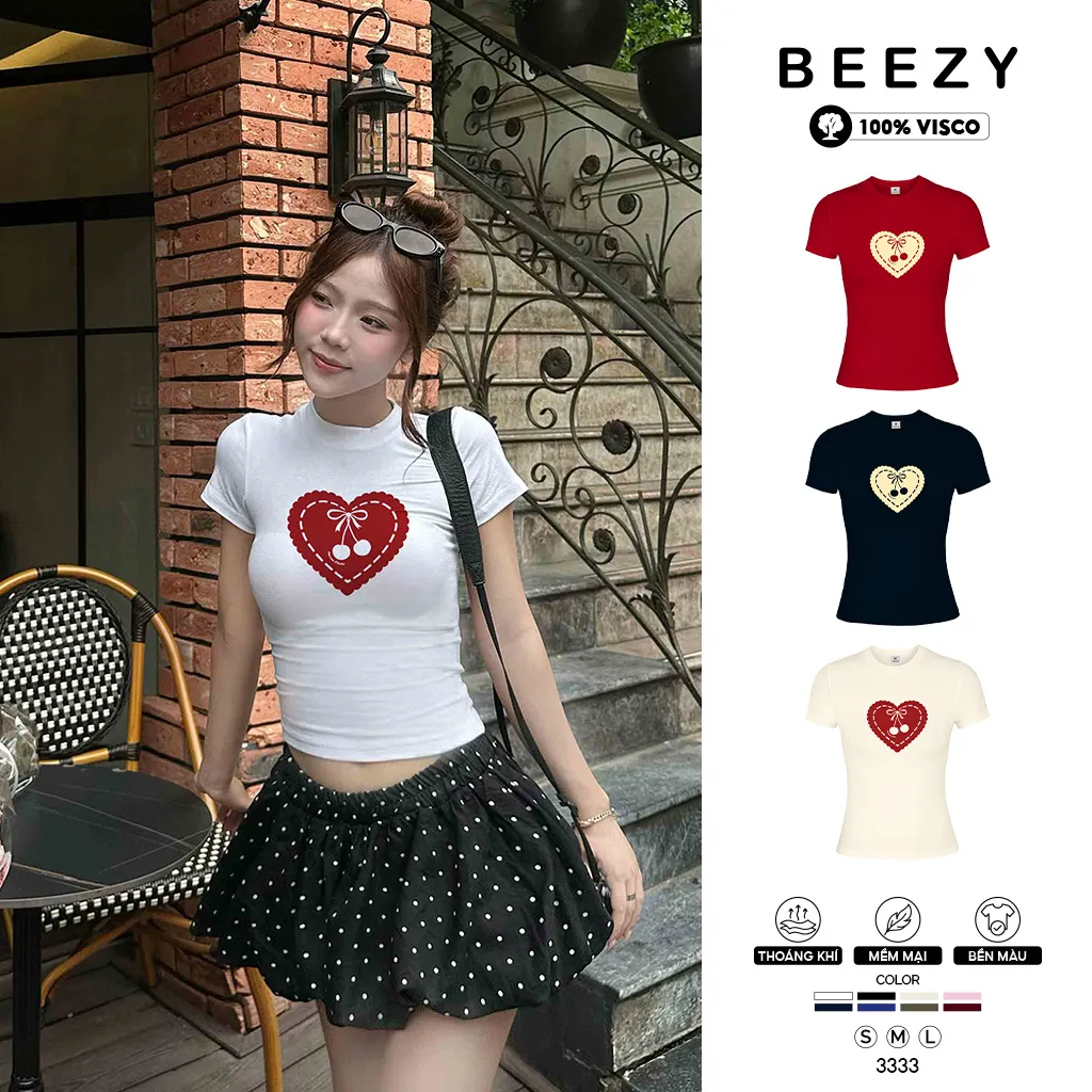Áo baby tee form ôm hack dáng hình tim Beezy 3333