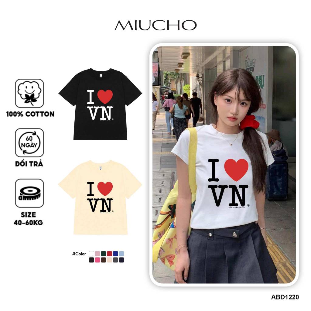 Áo thun baby tee I love VietNam form ôm xinh xắn ABD1220 Miucho tay ngắn Cổ tròn hotrend in artwork_thumbnail_8