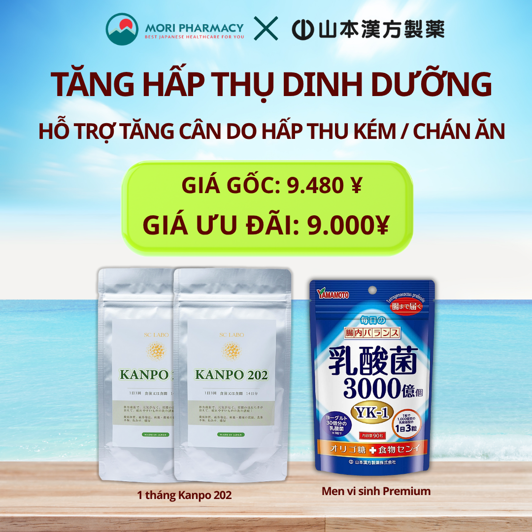 Combo Tăng hấp thụ (1 tháng kanpo 202 + Men vi sinh)