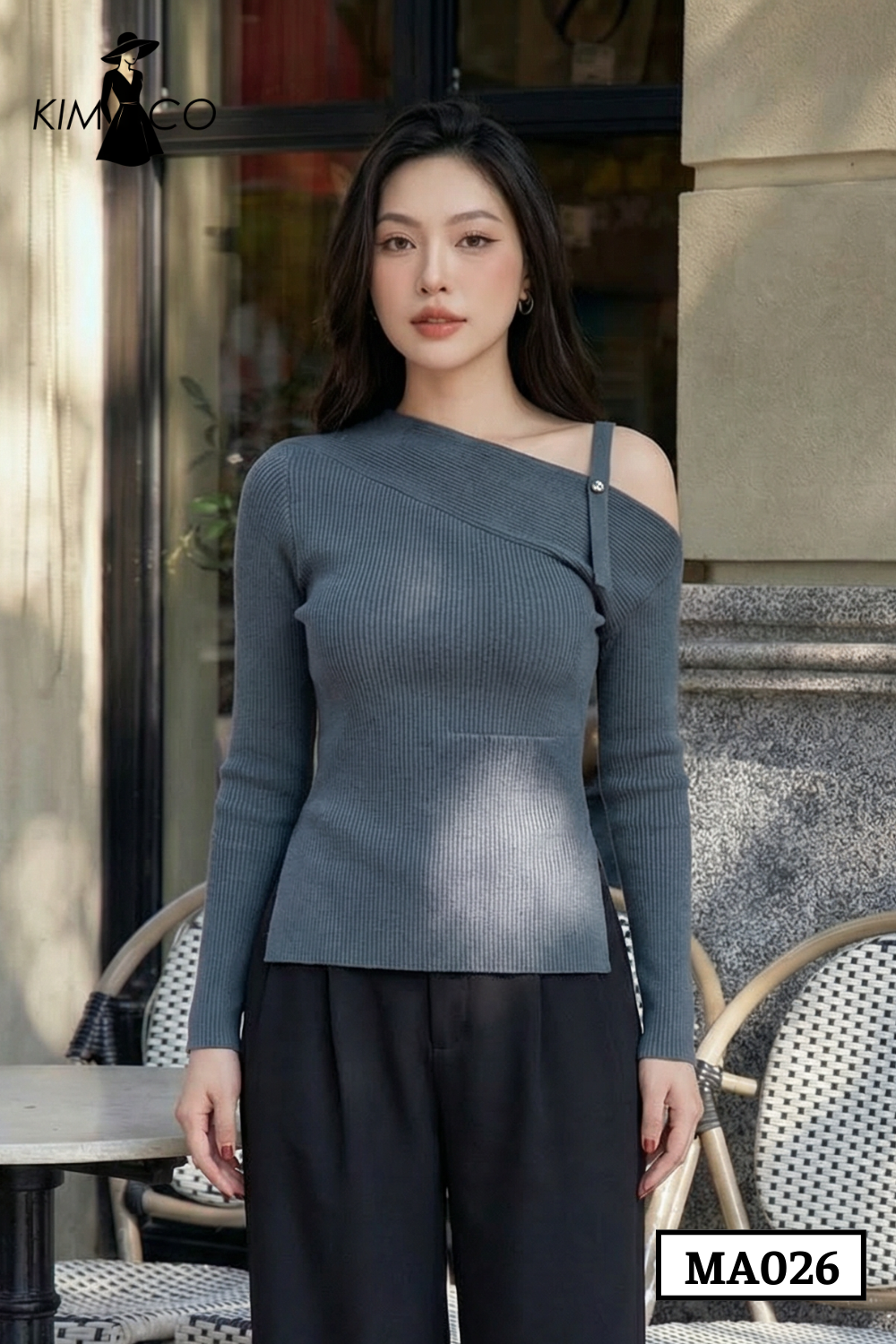 Áo len lệch vai dáng ôm thanh lịch - MA026_thumbnail_2