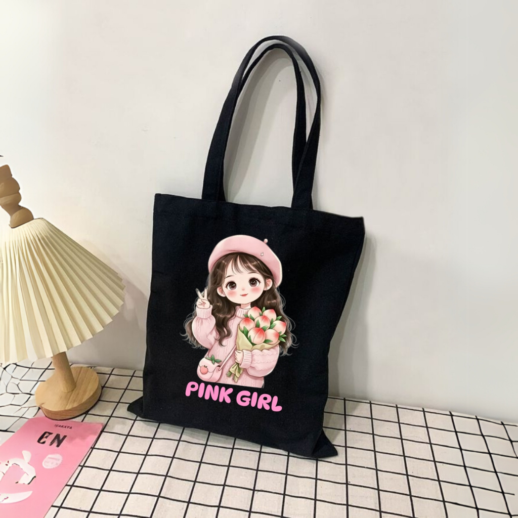 Túi tote in hình Cô gái - Túi vải canvas kích thước 33x37cm đựng vừa A4  và laptop - TOTE23_thumbnail_9