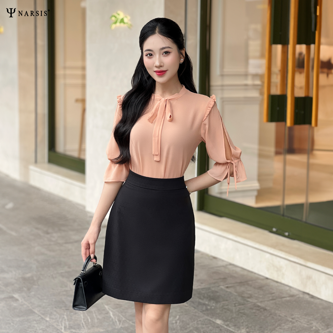 ÁO VOAN NỮ CÔNG SỞ - HỒNG NUDE L9048 NARSIS CHẤT LIỆU THOÁNG MÁT, DỄ CHỊU, THOẢI MÁI CẢ NGÀY, DỄ ..._thumbnail_0