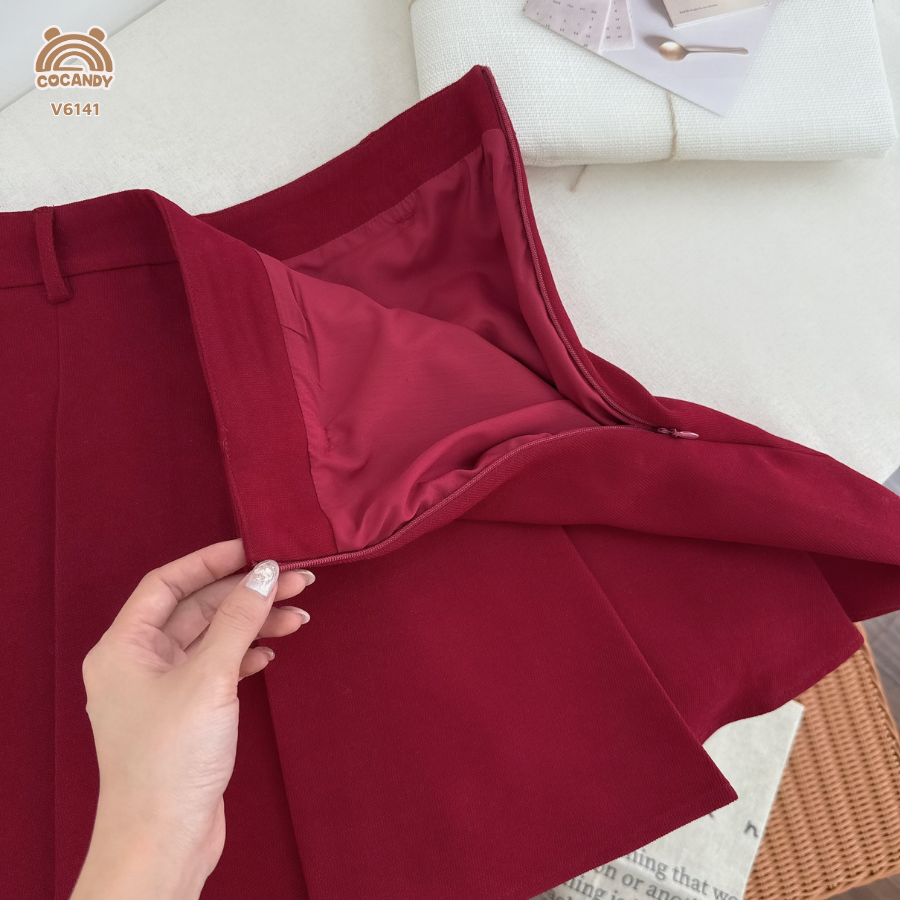 Chân váy cộc ĐỎ xếp li NỮ_thumbnail_1