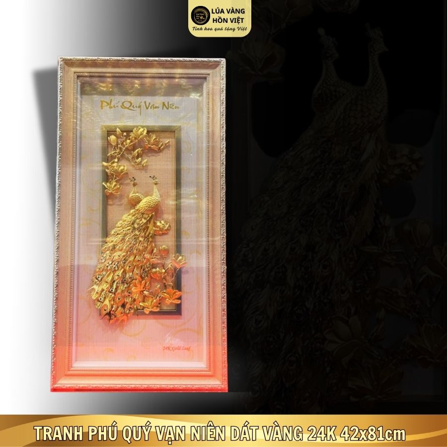 TRANH PHÚ QUÝ VẠN NIÊN DÁT VÀNG 24K 42x81cm_thumbnail_0