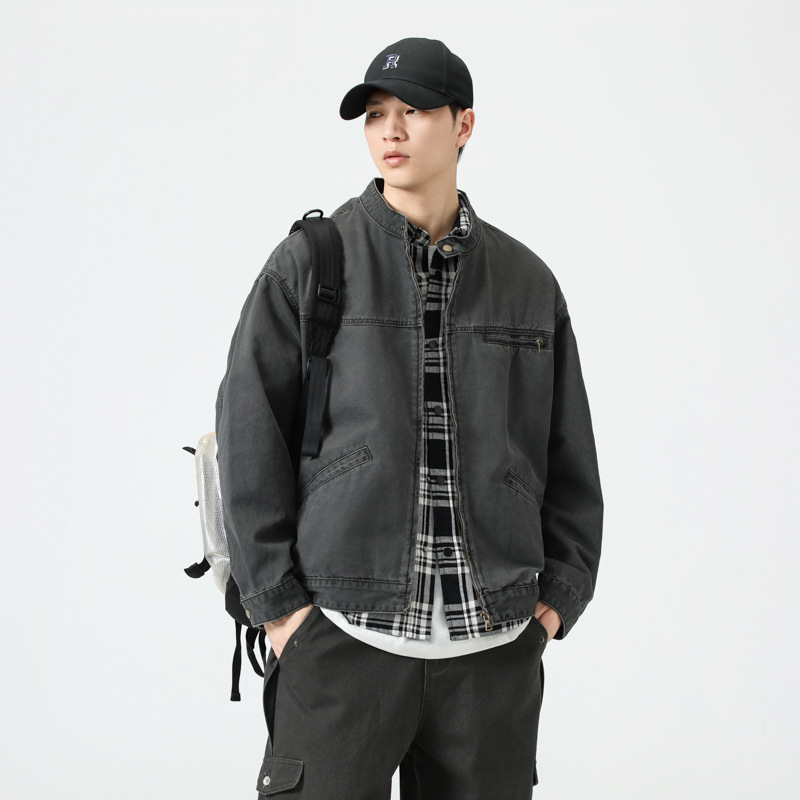 Áo Khoác Denim Đường Phố Cao Cấp Mỹ – Nam 2024  Phong cách Retro – Form Rộng – Thời Trang Xuân Thu – Đi chơi, đi làm, đi xe máy đều đẹp_thumbnail_3