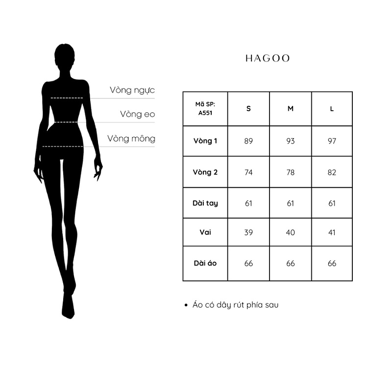 Bảng size áo sơ mi sọc cổ nhọn phối cổ trắng HAGOO