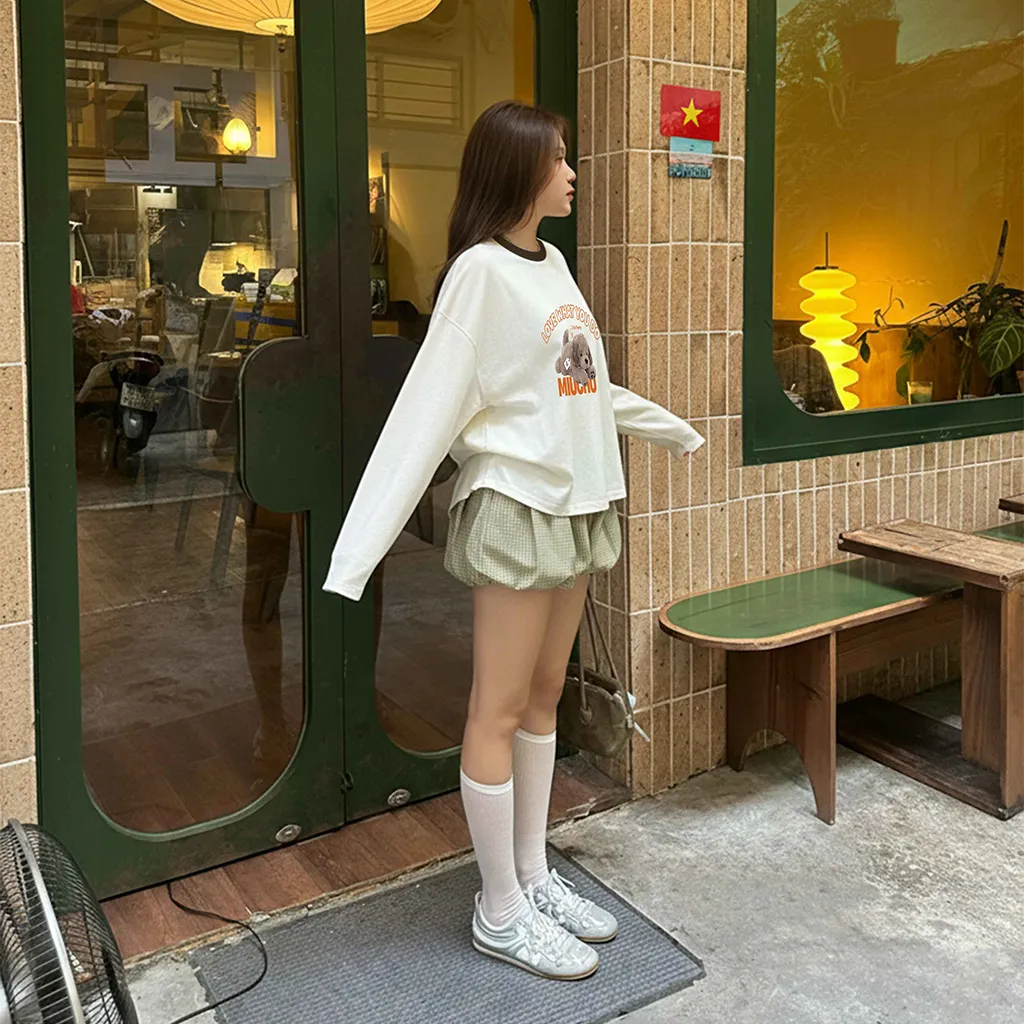 Áo thun boxy tay dài Miucho chất vải thoáng mát mềm mại chuẩn form phối cổ mix màu 2805_thumbnail_8