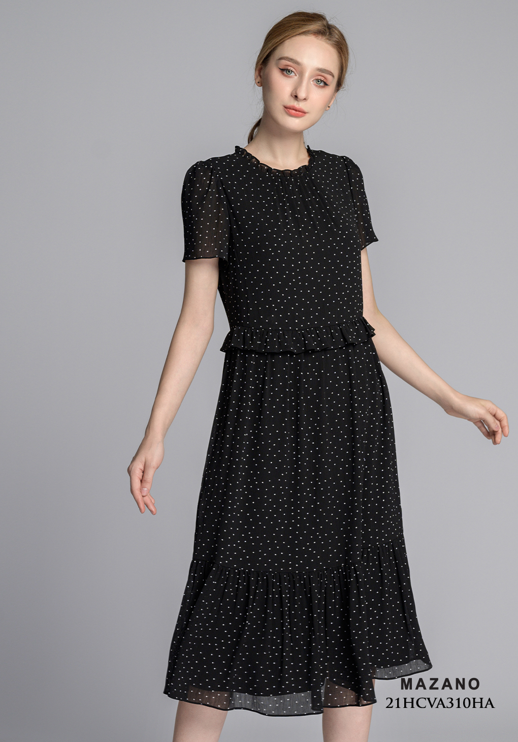 Váy suông đen chấm bi bèo peplum_thumbnail_3