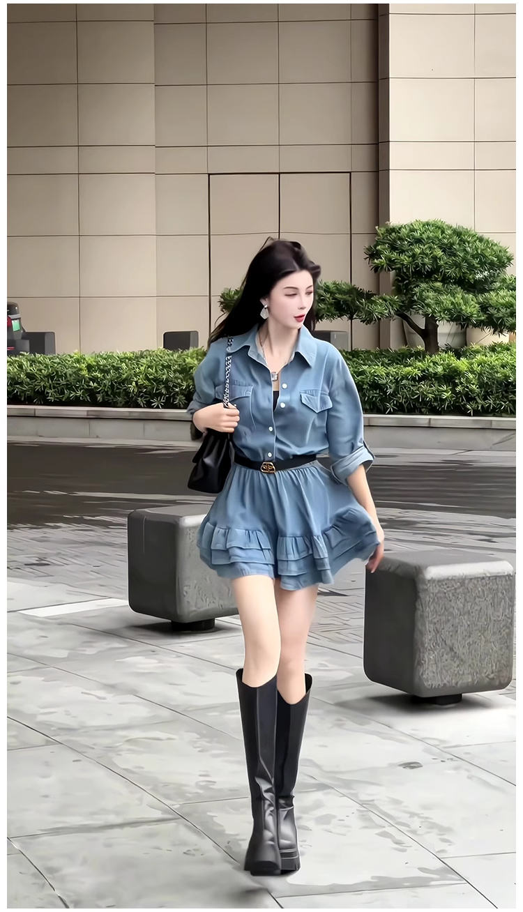 16595-Đầm jean xoè tay lở tà  xếp tầng (jean lụa)_thumbnail_0