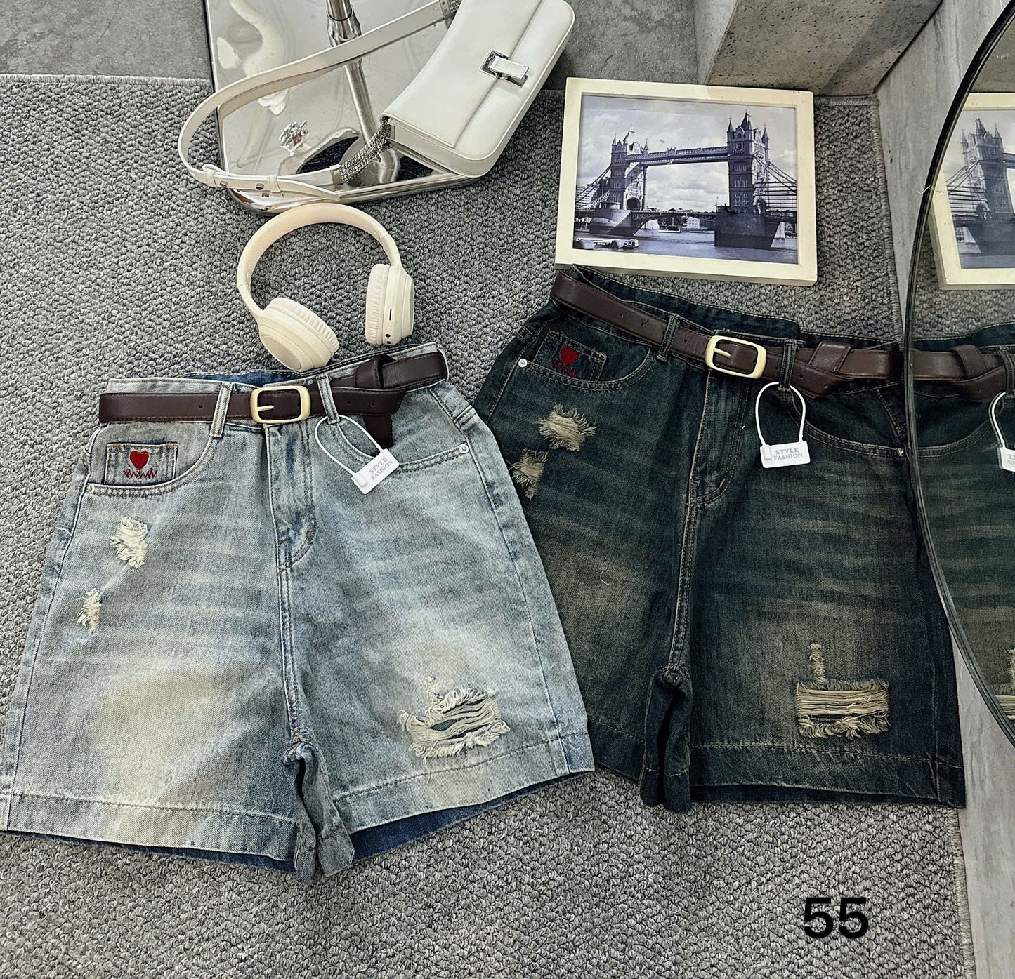 Quần short jean lửng rách thêu trái tim bigsize QSJ55 dành cho nàng từ 55-90kg_thumbnail_4