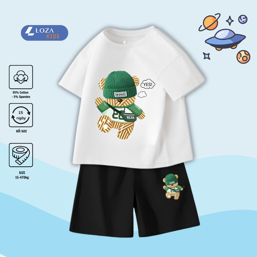 Bộ đồ bé trai in hình 