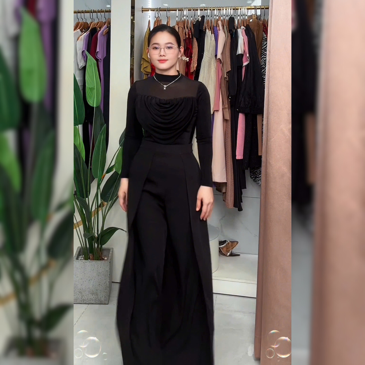 Set bộ áo tay dài phối quần dài phong cách sang trọng