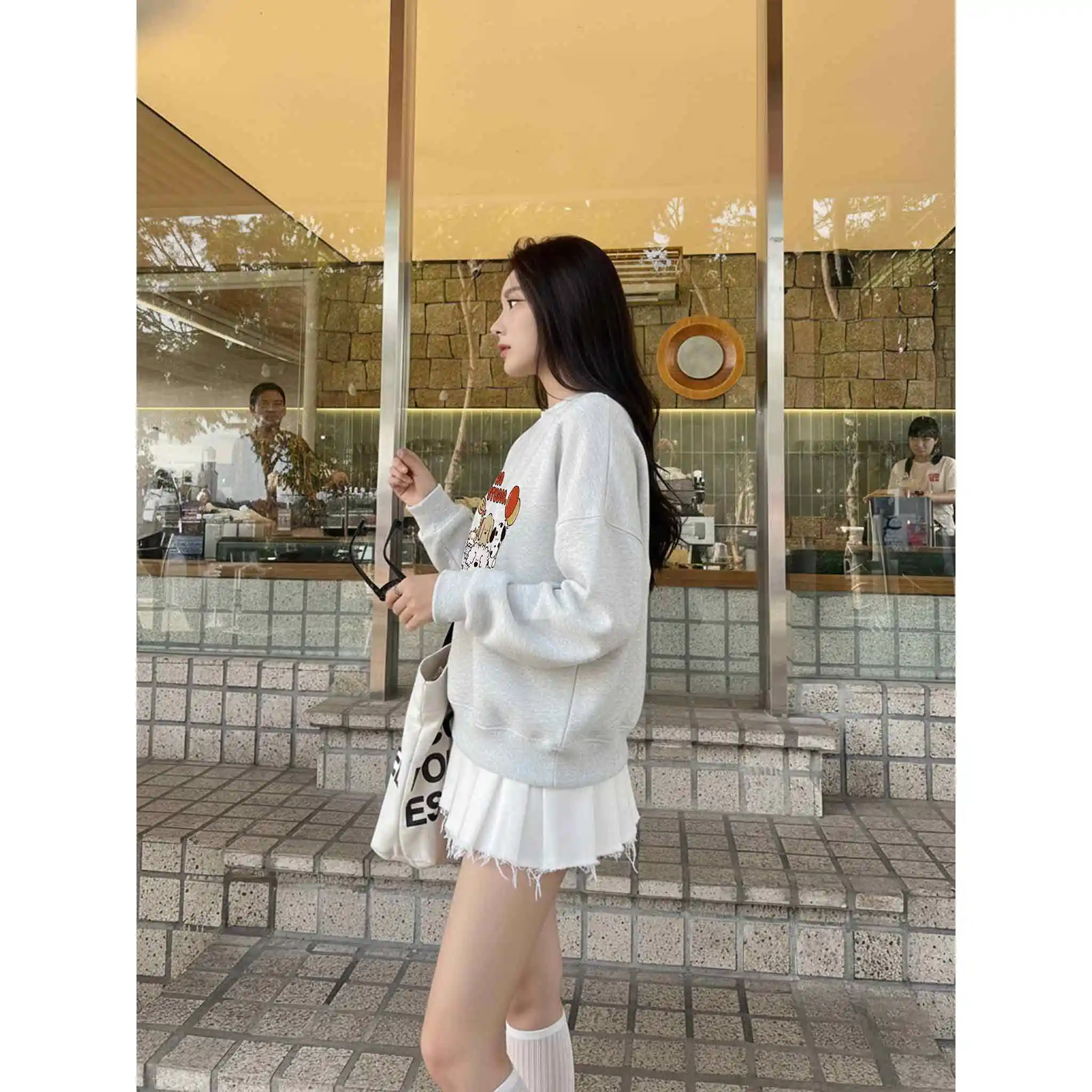 Áo Sweater form boxy Miucho nỉ 2 da thoáng mát tay dài cổ tròn dễ phối cún yêu in mix 2796_thumbnail_8