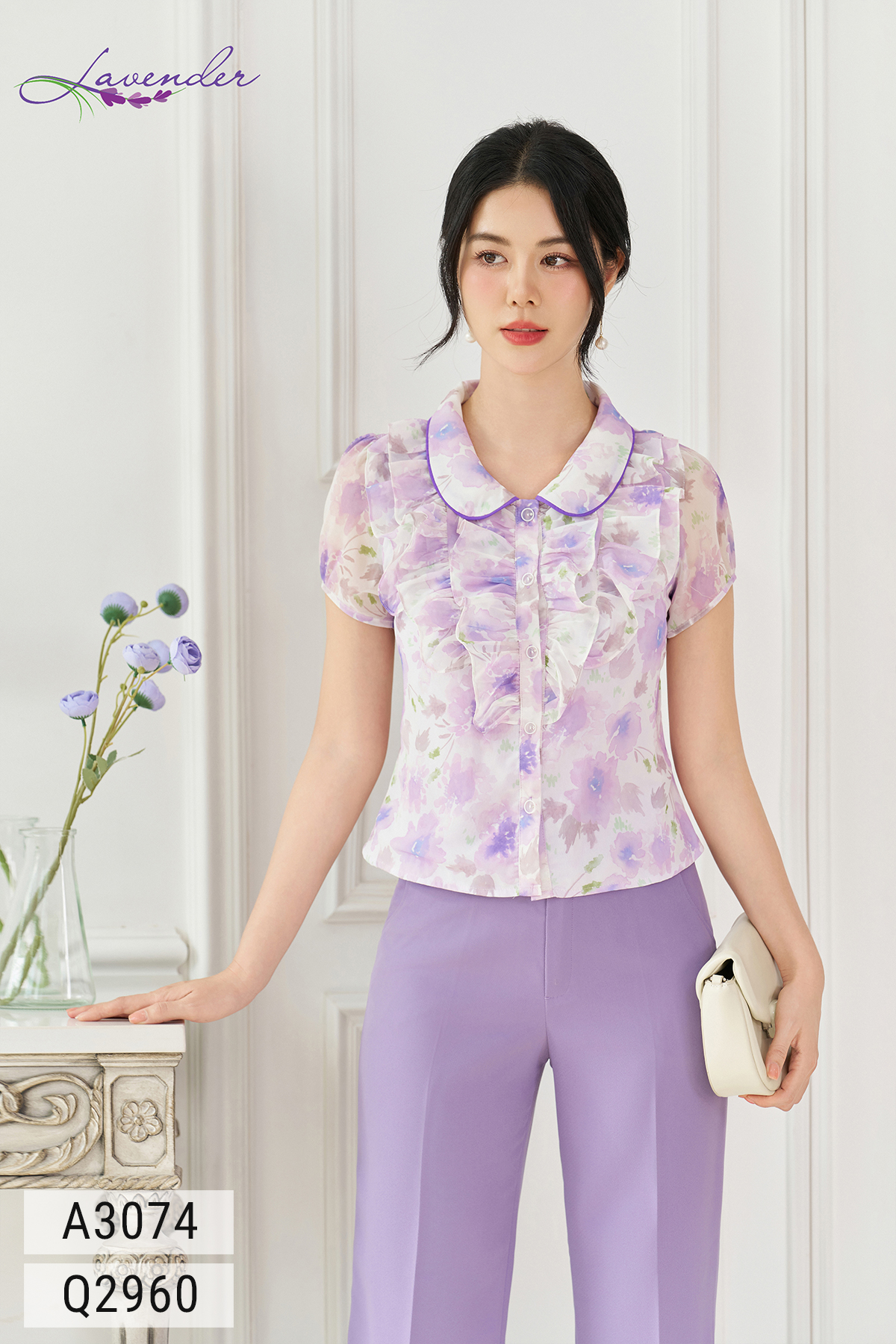 Áo sơ mi hoa tím cổ sen lé bèo ngực tay ngắn A3074_thumbnail_2