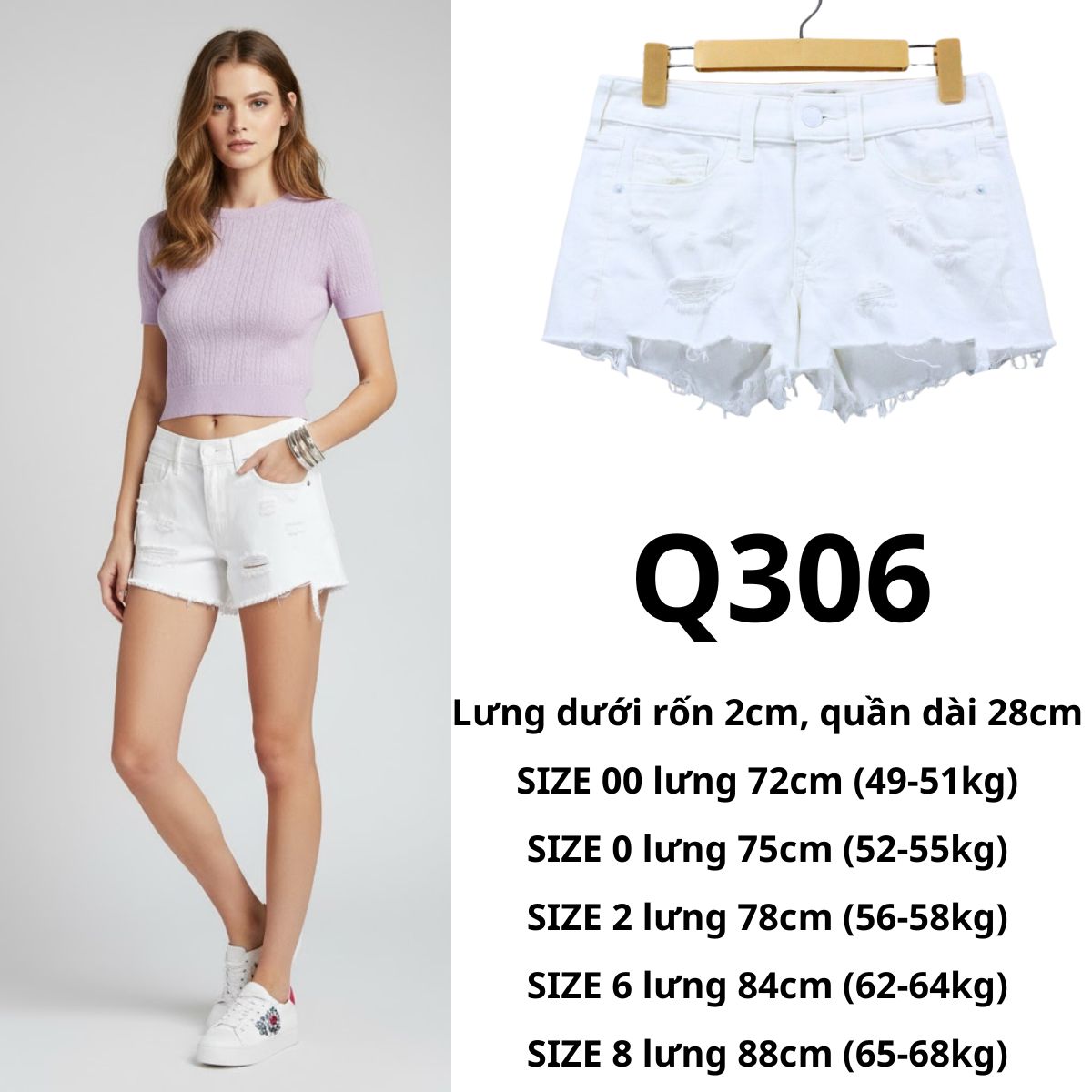 Q306 - QUẦN SHORT JEAN TRẮNG