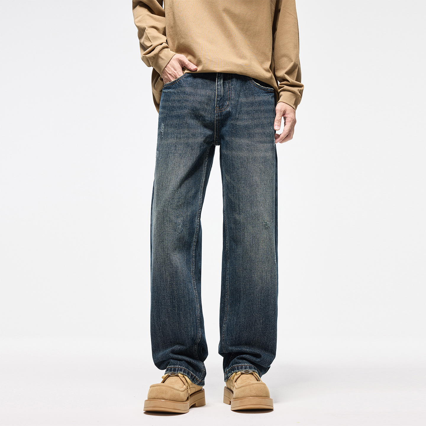 2025Mùa thu mới giặt quần jean nam hợp thời trang thương hiệu dáng rộng thẳng phong cách retro dạo phố cao cấp quần ống rộng dài_thumbnail_2