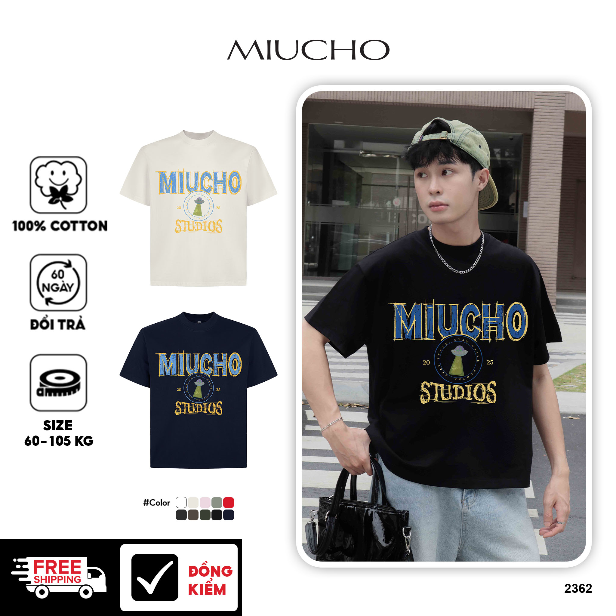 Áo phông nam local brand form boxy 2362 Miucho Club chất vải cotton 2 chiều cao cấp in mix_thumbnail_1