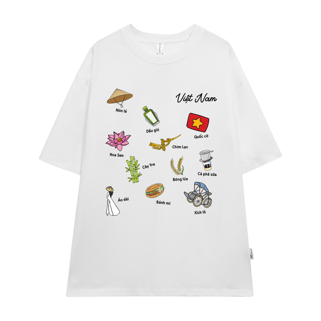 Áo thun nữ form rộng Việt Nam tôi yêu 2131 Miucho cổ tròn vải cotton 4c 220gsm thoáng mát in mix_thumbnail_8