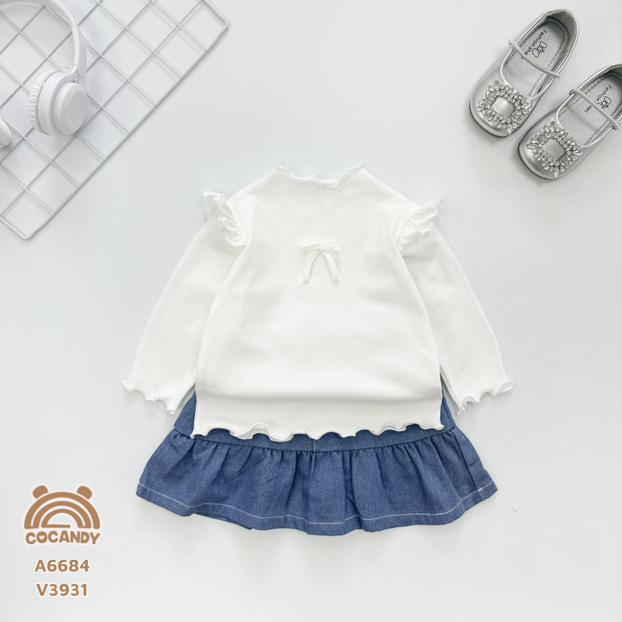 Áo dài 3C viền bèo TRẮNG nơ ngực_thumbnail_0