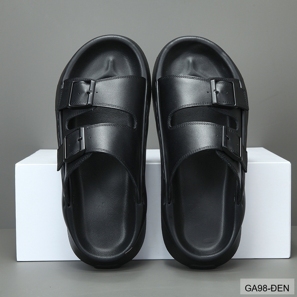 GA98 - Dép xỏ ngón nam đế dày thời trang, da bò mềm, hai quai khóa kim loại, màu Xanh Lá Cây và Đen_thumbnail_18