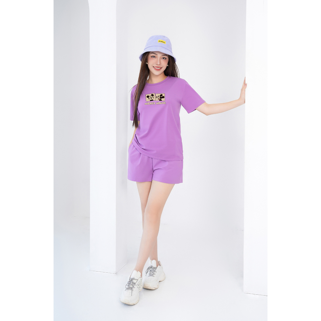 [Form rộng] Đồ bộ nữ hình Mickey chất liệu cotton 4 chiều - Set đồ nữ gồm áo thun và quần đùi cotton - LOZA G0054_thumbnail_7