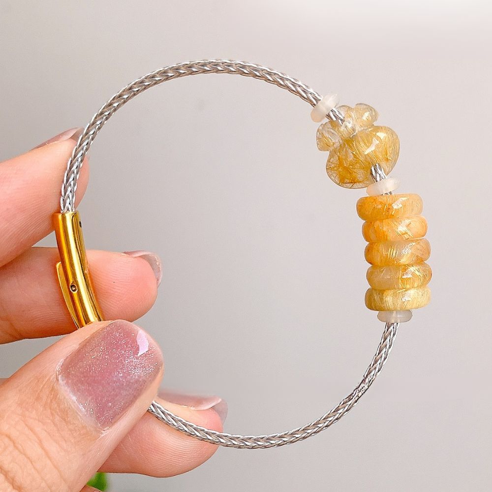 PT184 - Vòng tay dây cáp túi tụ bảo ngũ điếu đá phong thủy